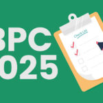 A imagem apresenta um fundo verde, com o texto grande em branco “BPC 2025” à esquerda. À direita, há um desenho ilustrativo de uma prancheta com uma folha contendo um checklist, onde duas caixas já estão marcadas com um “check” vermelho e duas permanecem vazias.