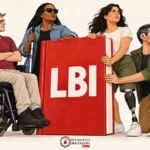 Ilustração de quatro pessoas com deficiência reunidas em defesa de um livro vermelho com a sigla LBI dos . À esquerda, homem de chapéu e camiseta bordô em cadeira de rodas adaptada. Logo dos Deficientes Indignados Brasil no rodapé. Direitos das Pessoas com deficiência